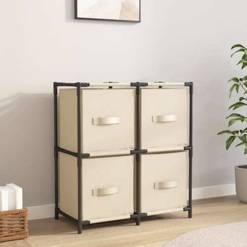 Ormarić za pohranu s 4 platnene košare krem 63x30x71 cm čelični - Krema 1 Cijena