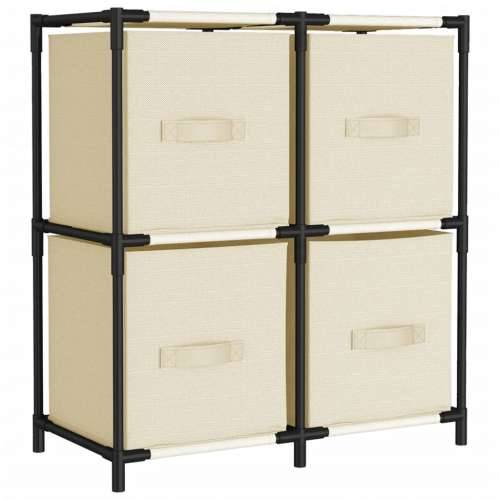 Ormarić za pohranu s 4 platnene košare krem 63x30x71 cm čelični - Krema 1 Cijena