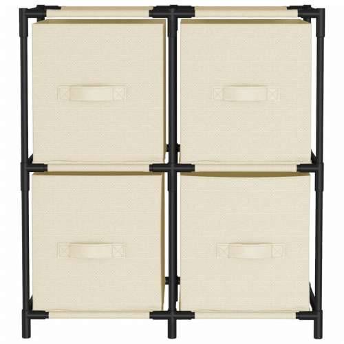Ormarić za pohranu s 4 platnene košare krem 63x30x71 cm čelični - Krema 1 Cijena