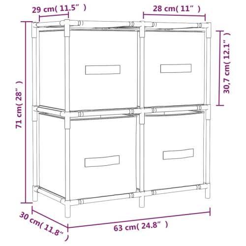 Ormarić za pohranu s 4 platnene košare krem 63x30x71 cm čelični - Krema 1 Cijena