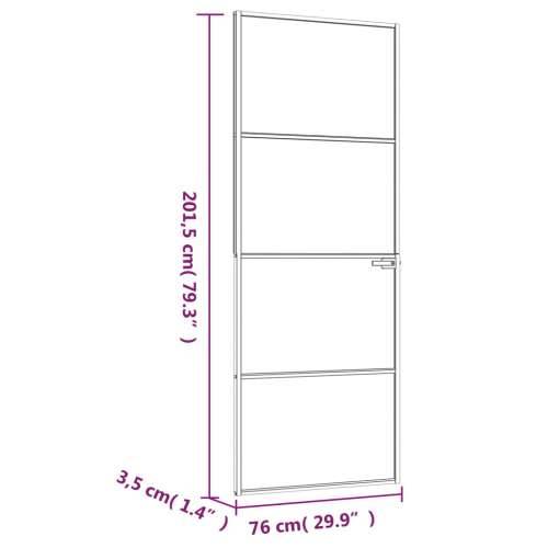 Sobna vrata crna 76 x 201,5 cm kaljeno staklo i aluminij tanka Cijena