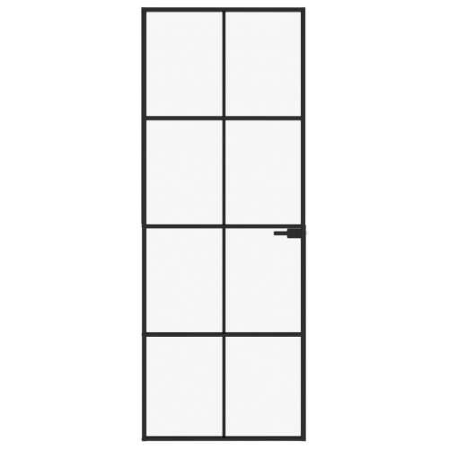 Sobna vrata crna 76 x 201,5 cm kaljeno staklo i aluminij tanka - Crna i prozirna 76 x 201.5 cm 1 Mreže 4 x 2 Cijena