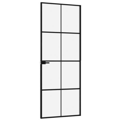 Sobna vrata crna 76 x 201,5 cm kaljeno staklo i aluminij tanka - Crna i prozirna 76 x 201.5 cm 1 Mreže 4 x 2 Cijena