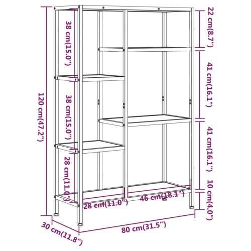 Polica za knjige 80x30x120 cm od čelika i konstruiranog drva - Svjetlosmeđa 1 120 cm Cijena