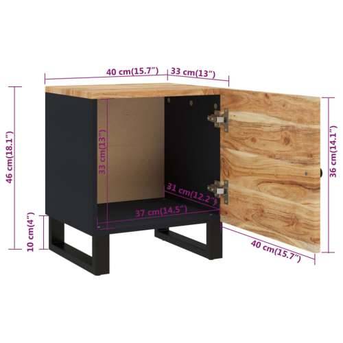 Noćni ormarići 2 kom 40 x 33 x 46 cm masivno bagremovo drvo - 2 Masivno bagremovo drvo Cijena