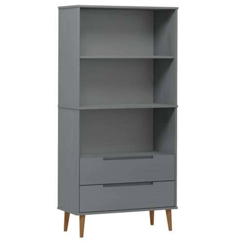 Regal za knjige MOLDE sivi 85x35x170,5 cm od masivne borovine - Siva 1 Cijena