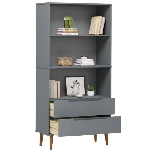 Regal za knjige MOLDE sivi 85x35x170,5 cm od masivne borovine - Siva 1 Cijena