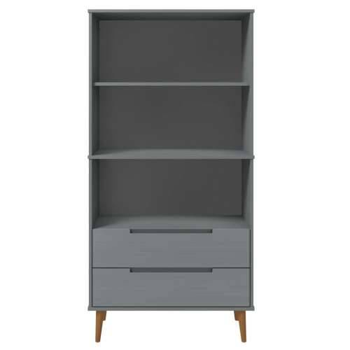 Regal za knjige MOLDE sivi 85x35x170,5 cm od masivne borovine - Siva 1 Cijena