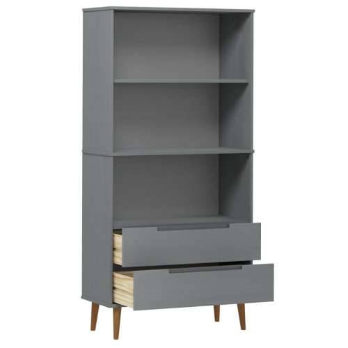 Regal za knjige MOLDE sivi 85x35x170,5 cm od masivne borovine - Siva 1 Cijena