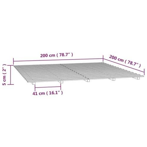 Okvir za krevet 200 x 200 cm od masivne borovine - Prirodna 200 x 200 cm Cijena