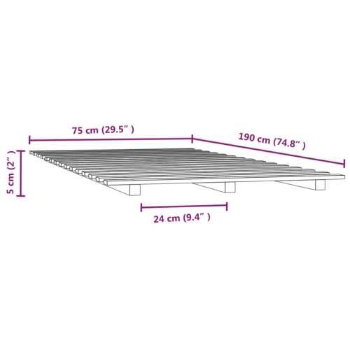 Okvir za krevet crni 75 x 190 cm od masivne borovine - Crna 75 x 190 cm Cijena