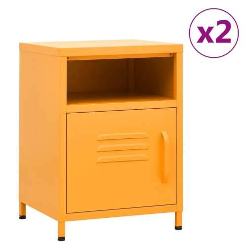 Noćni ormarići 2 kom boja senfa 35 x 35 x 51 cm čelični - žuta boja senfa 2 Cijena