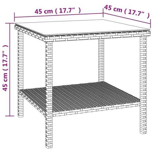 Bočni stolić smeđi 45 x 45 x 45 cm poliratan i kaljeno staklo - Smeđa 1 Cijena
