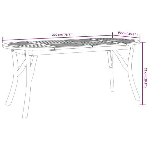 Vrtni stol 200 x 90 x 75 cm od masivnog bagremovog drva - 200 x 90 x 75 cm 1 Ovalno Cijena