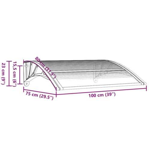 Nadstrešnica za vrata crna 100 x 75 cm polikarbonatna - Crna 100 x 75 cm 1 s 3 ploče Cijena