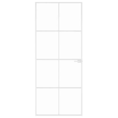 Sobna vrata bijela 83x201,5 cm kaljeno staklo i aluminij tanka - Bijela i prozirna 83 x 201.5 cm 1 Mreže 4 x 2 Cijena