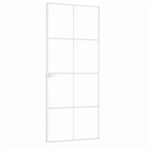 Sobna vrata bijela 83x201,5 cm kaljeno staklo i aluminij tanka - Bijela i prozirna 83 x 201.5 cm 1 Mreže 4 x 2 Cijena