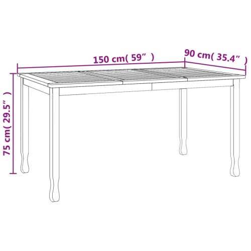 Vrtni stol - Blagovaonski stol 150 x 90 x 75 cm od masivne tikovine - 150 x 90 x 75 cm 1 Cijena