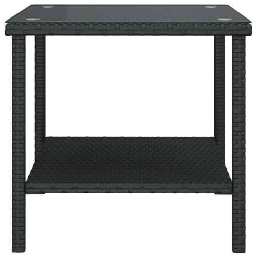 Bočni stolić crni 45 x 45 x 45 cm poliratan i kaljeno staklo - Crna 1 Cijena