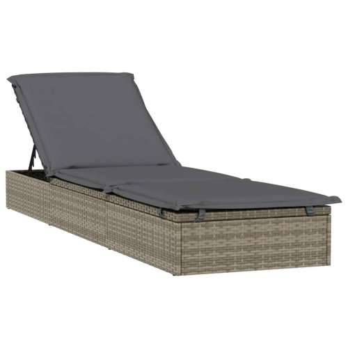 Ležaj za sunčanje s krovom sivi 211 x 57 x 140 cm poliratan - Siva 1 Cijena