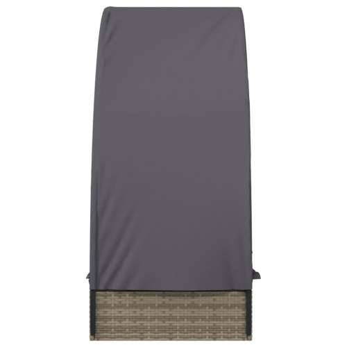 Ležaj za sunčanje s krovom sivi 211 x 57 x 140 cm poliratan - Siva 1 Cijena