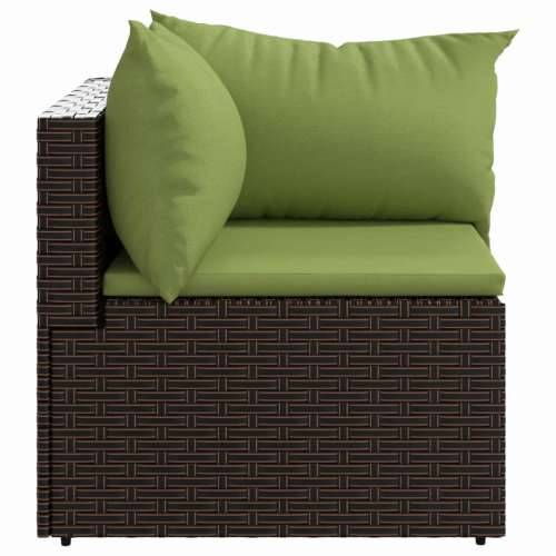 Kutna vrtna sofa od poliratana s jastucima smeđa - Smeđe-zelena 1 kutna sofa Cijena