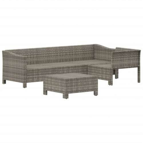 5-dijelna vrtna garnitura od poliratana s jastucima siva - 2x armchair + corner + middle + footrest 1 Cijena