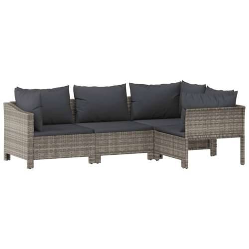 5-dijelna vrtna garnitura od poliratana s jastucima siva - 2x armchair + corner + middle + footrest 1 Cijena
