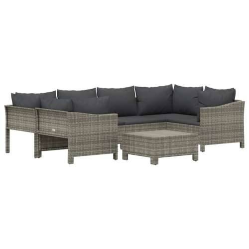7-dijelna vrtna garnitura od poliratana s jastucima siva - 2x corner + 2x middle + 2x armchair + footrest 1 Cijena
