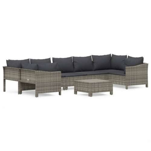 8-dijelna vrtna garnitura od poliratana s jastucima siva - 2x corner + 3x middle + 2x armchair + footrest 1 Cijena