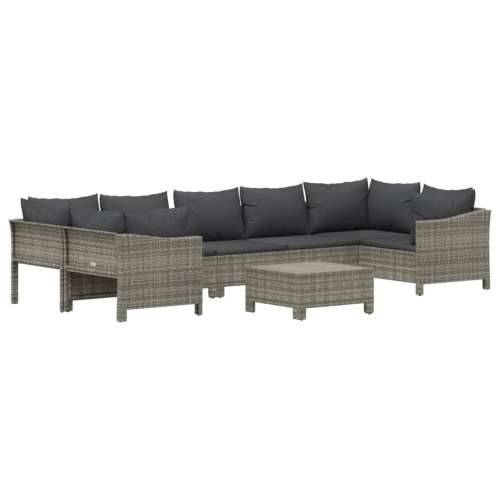 8-dijelna vrtna garnitura od poliratana s jastucima siva - 2x corner + 3x middle + 2x armchair + footrest 1 Cijena