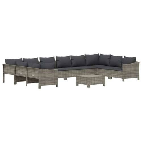11-dijelna vrtna garnitura od poliratana s jastucima siva - 2x corner + 6x middle + 2x armchair + footrest 1 Cijena