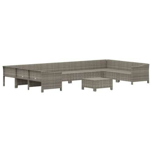 11-dijelna vrtna garnitura od poliratana s jastucima siva - 2x corner + 6x middle + 2x armchair + footrest 1 Cijena