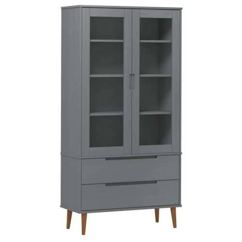 Vitrina MOLDE siva 90 x 35 x 175 cm od masivne borovine - Siva 1 Cijena