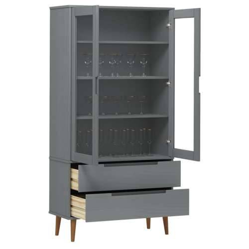 Vitrina MOLDE siva 90 x 35 x 175 cm od masivne borovine - Siva 1 Cijena
