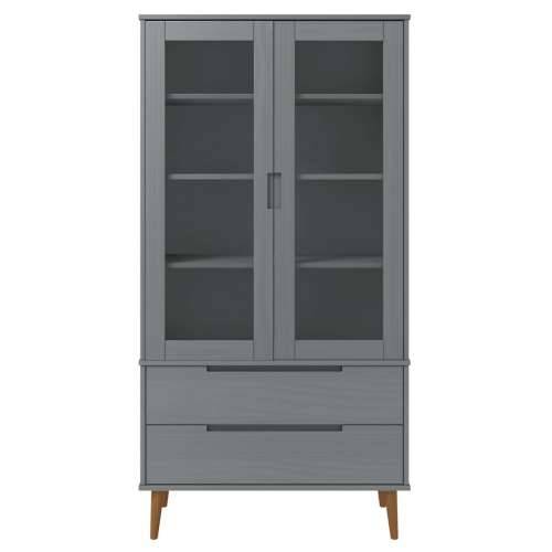 Vitrina MOLDE siva 90 x 35 x 175 cm od masivne borovine - Siva 1 Cijena