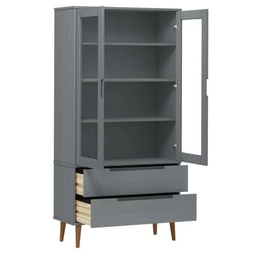Vitrina MOLDE siva 90 x 35 x 175 cm od masivne borovine - Siva 1 Cijena