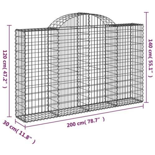 Gabion - Gabion ograde - Gabionska košara s lukom 200x30x120/140 cm pocinčano željezo - 200 x 30 x 120/140 cm 1 Cijena