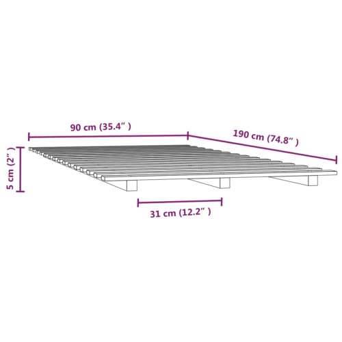 Okvir za krevet crni 90 x 190 cm od masivne borovine - Crna 90 x 190 cm Cijena