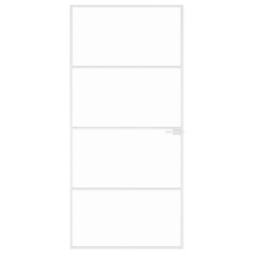 Sobna vrata bijela 93x201,5 cm kaljeno staklo i aluminij tanka - Bijela i prozirna 93 x 201.5 cm 1 3 vodoravne šipke Cijena