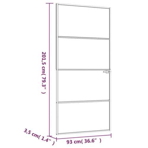 Sobna vrata bijela 93x201,5 cm kaljeno staklo i aluminij tanka - Bijela i prozirna 93 x 201.5 cm 1 3 vodoravne šipke Cijena