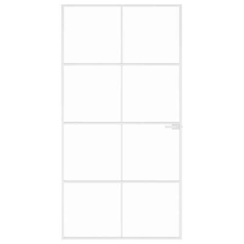 Sobna vrata bijela 102x201,5 cm kaljeno staklo i aluminij tanka - Bijela i prozirna 102 x 201.5 cm 1 Mreže 4 x 2 Cijena
