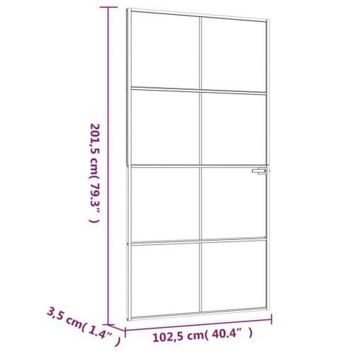 Sobna vrata bijela 102x201,5 cm kaljeno staklo i aluminij tanka - Bijela i prozirna 102 x 201.5 cm 1 Mreže 4 x 2 Cijena