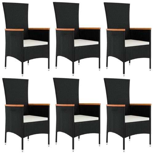 Vrtna garnitura - 7-dijelni vrtni blagovaonski set s jastucima crni od poliratana - Dužina stola 190 cm 7 6 Cijena