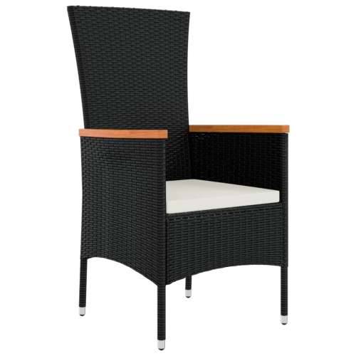Vrtna garnitura - 7-dijelni vrtni blagovaonski set s jastucima crni od poliratana - Dužina stola 190 cm 7 6 Cijena