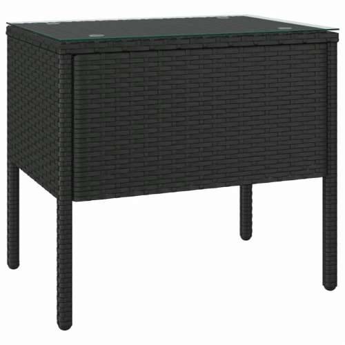 Bočni stolić crni 53 x 37 x 48 cm poliratan i kaljeno staklo - Crna 1 Cijena