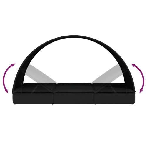 Ležaj za sunčanje s krovom crni 211 x 57 x 140 cm poliratan - Crna 1 Cijena