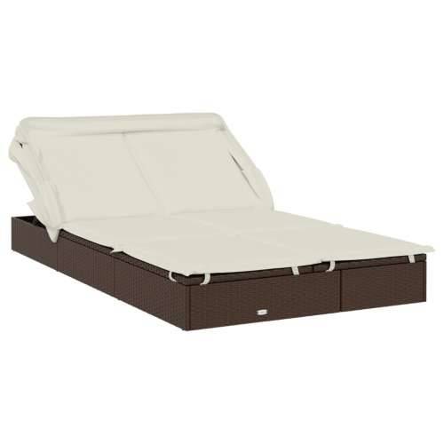 Ležaj za sunčanje za 2 osobe smeđi 213 x 118 x 97 cm poliratan - Smeđa 1 Cijena