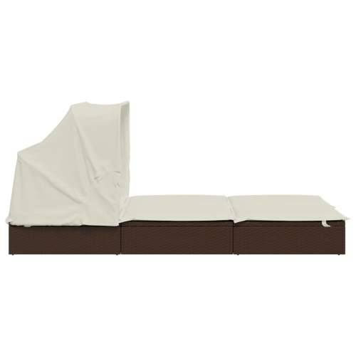 Ležaj za sunčanje za 2 osobe smeđi 213 x 118 x 97 cm poliratan - Smeđa 1 Cijena