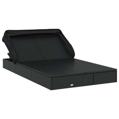 Ležaj za sunčanje za 2 osobe crni 213 x 118 x 97 cm poliratan - Crna 1 Cijena